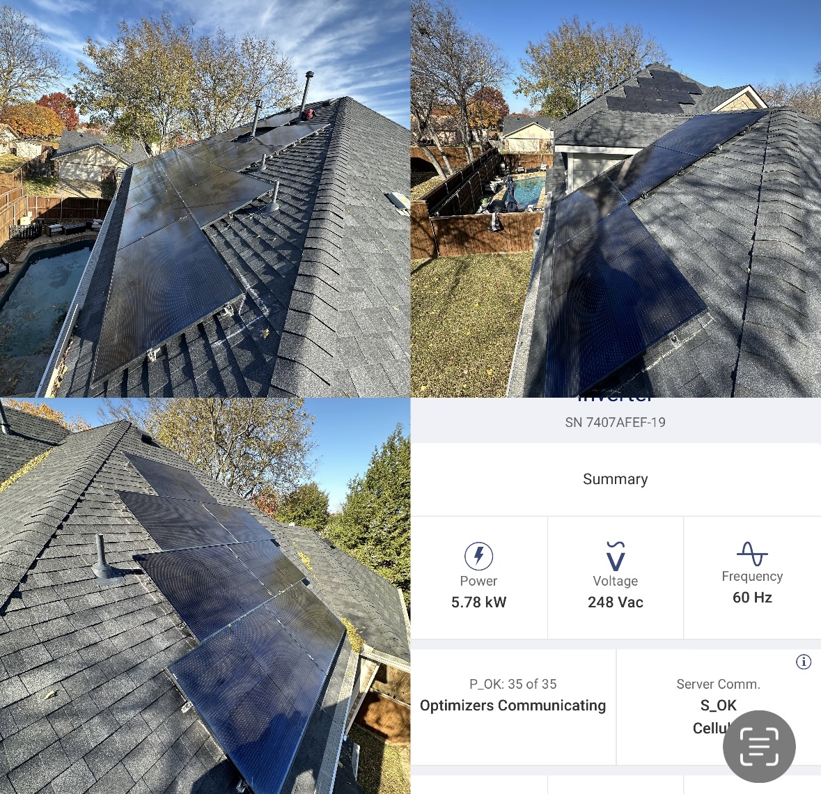 Completed solar reset with monitoring confirming full panel communication
